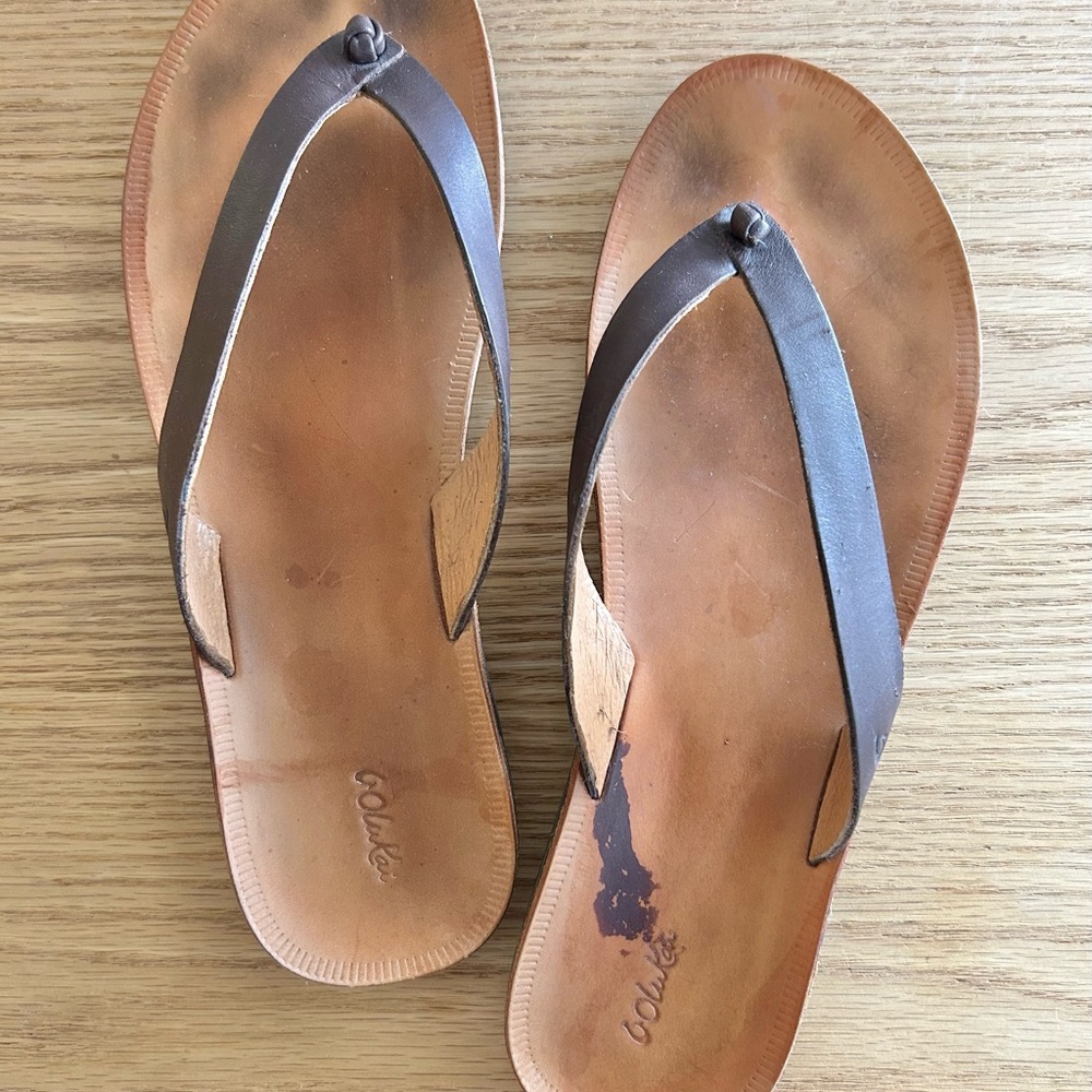 OluKai Brown Leather Sandals